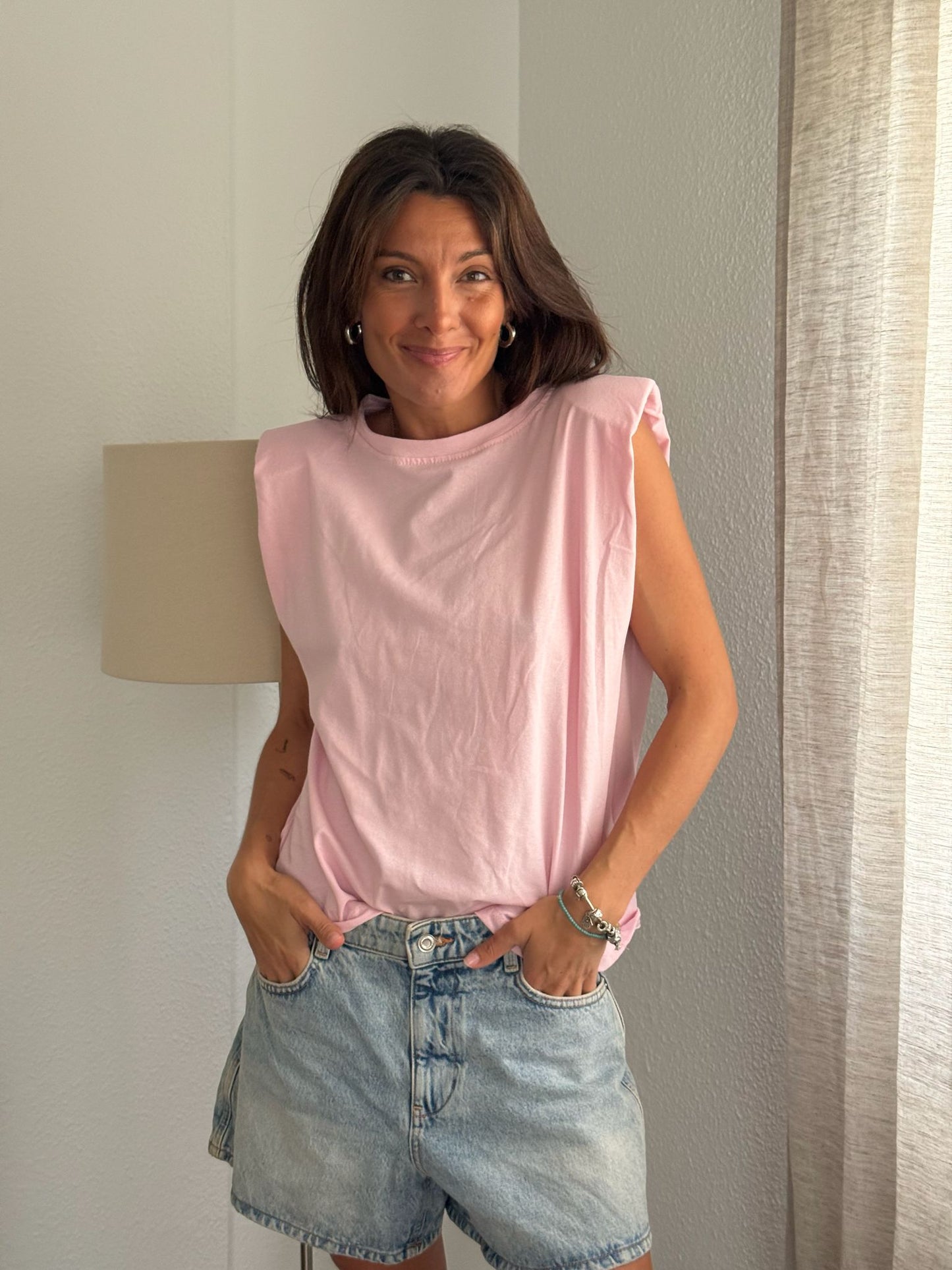 Camiseta Hombreras Rosa