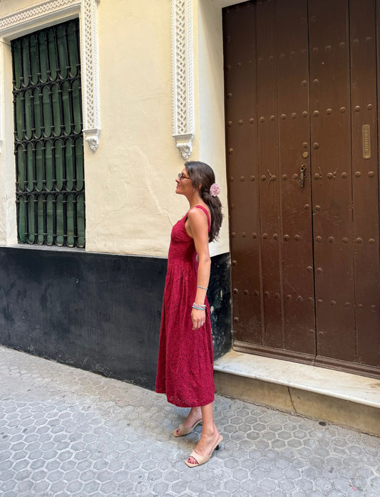 Vestido Midi Burdeos