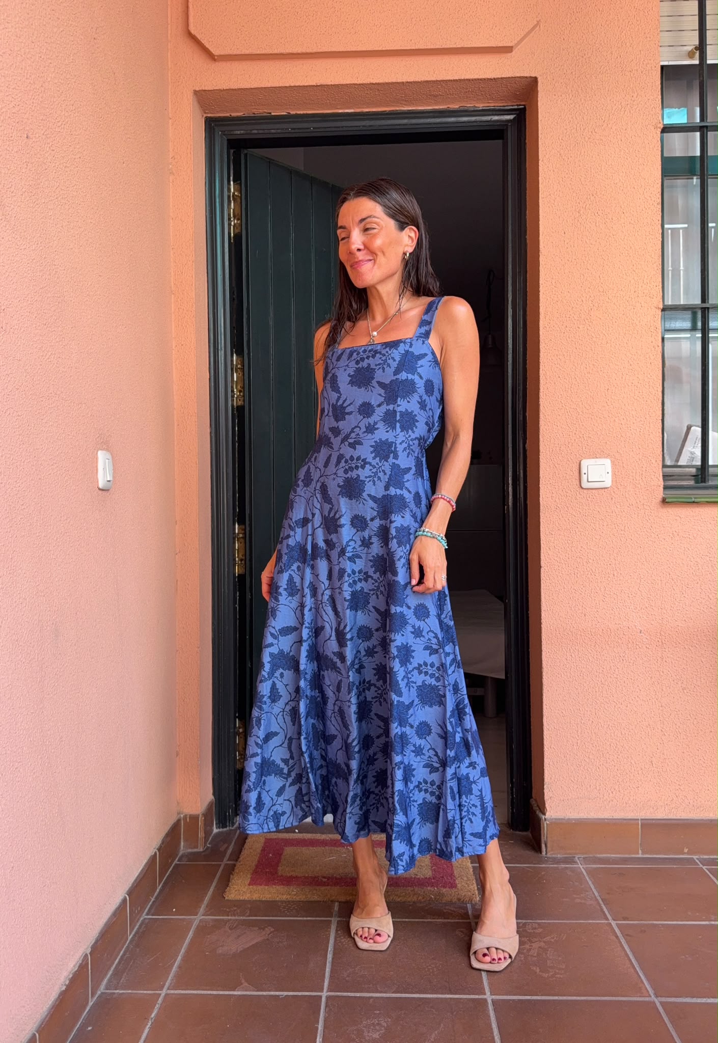 Vestido Midi Azul floral