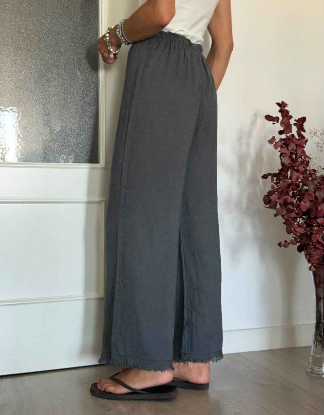Pantalón de lino Gris