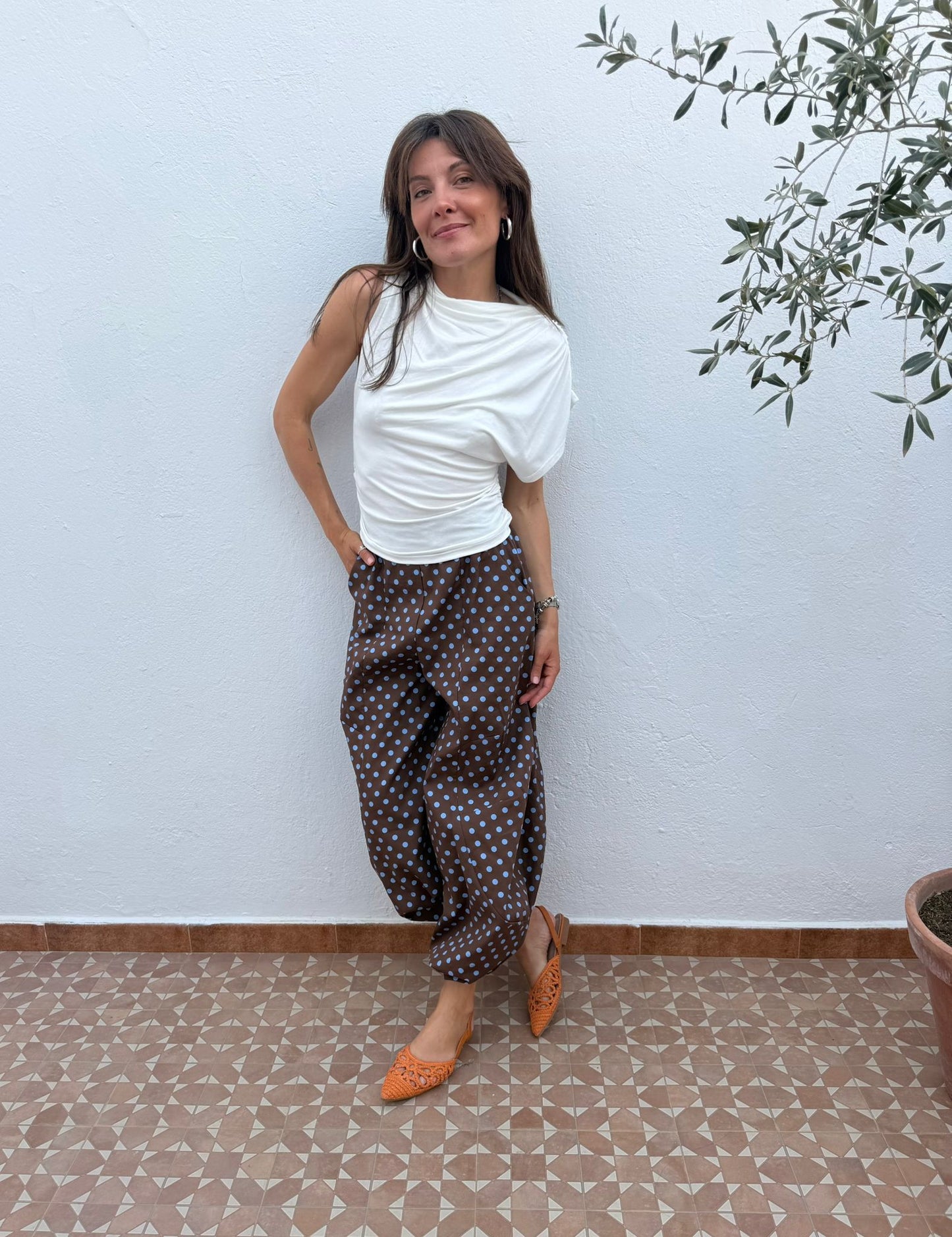 Camiseta blanca frunces