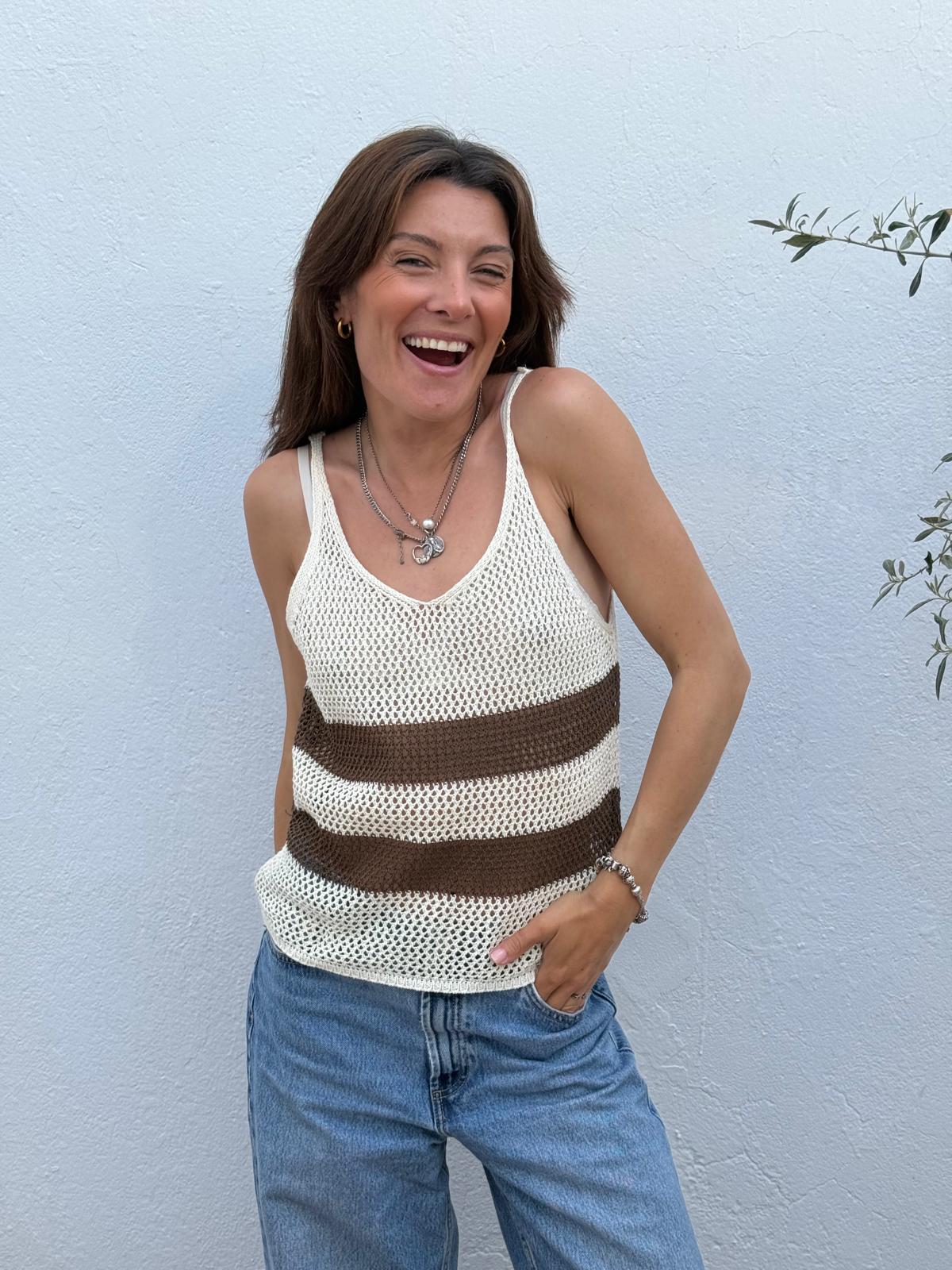 Top Crochet Rayas Tierra