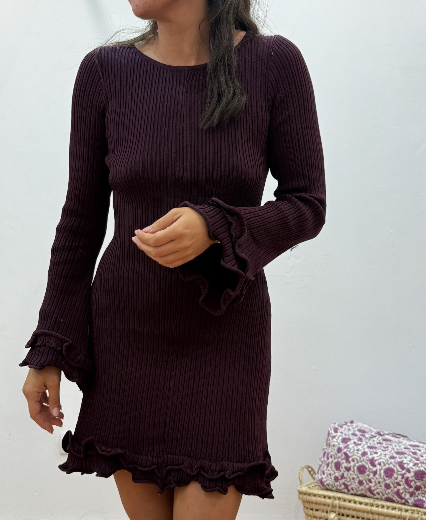 Vestido Volantes Burdeos