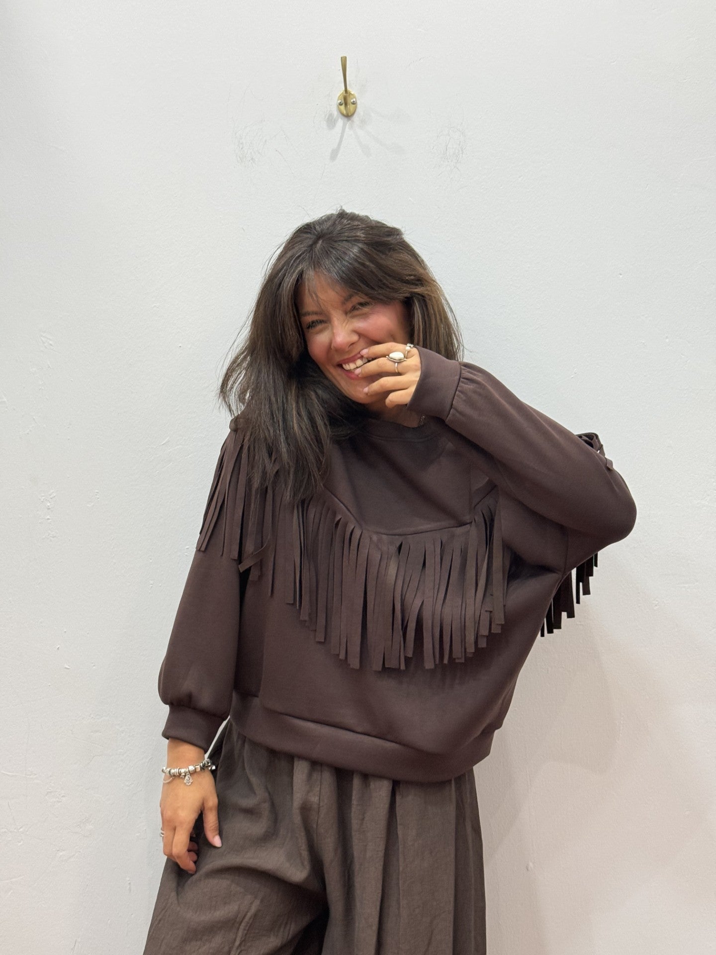 Sudadera Flecos Marrón
