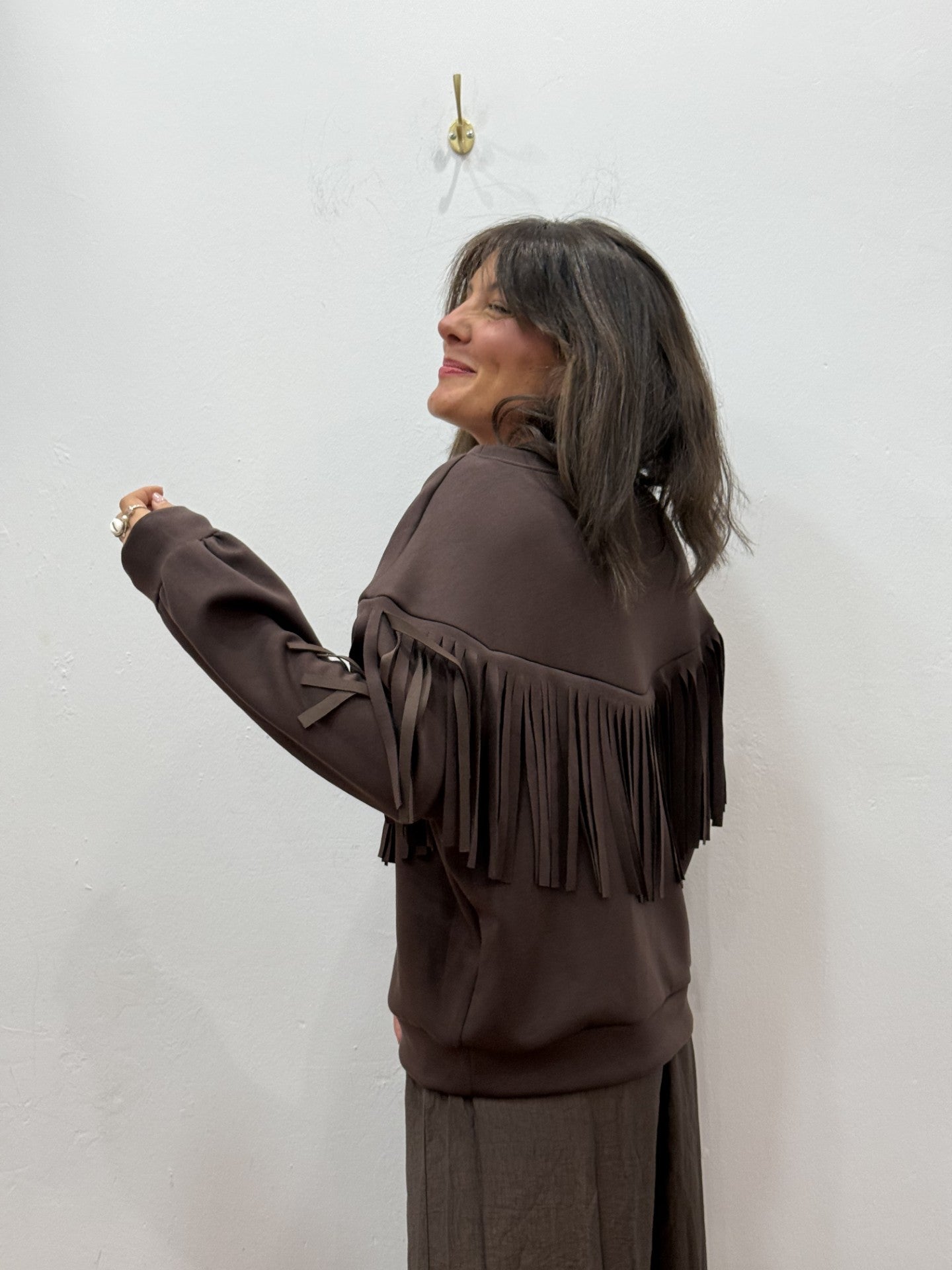 Sudadera Flecos Marrón