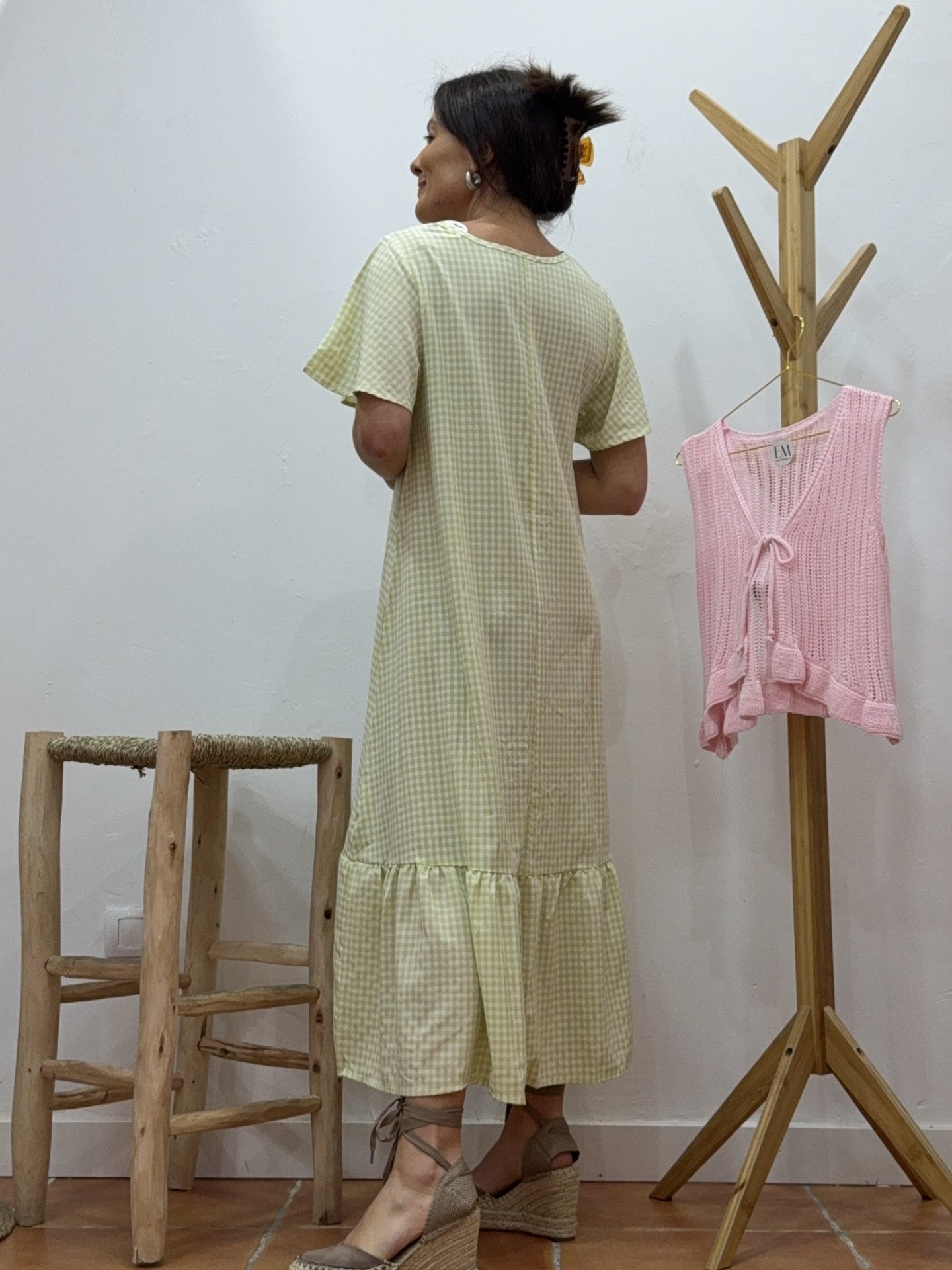 Vestido Vichy Verde Pistacho