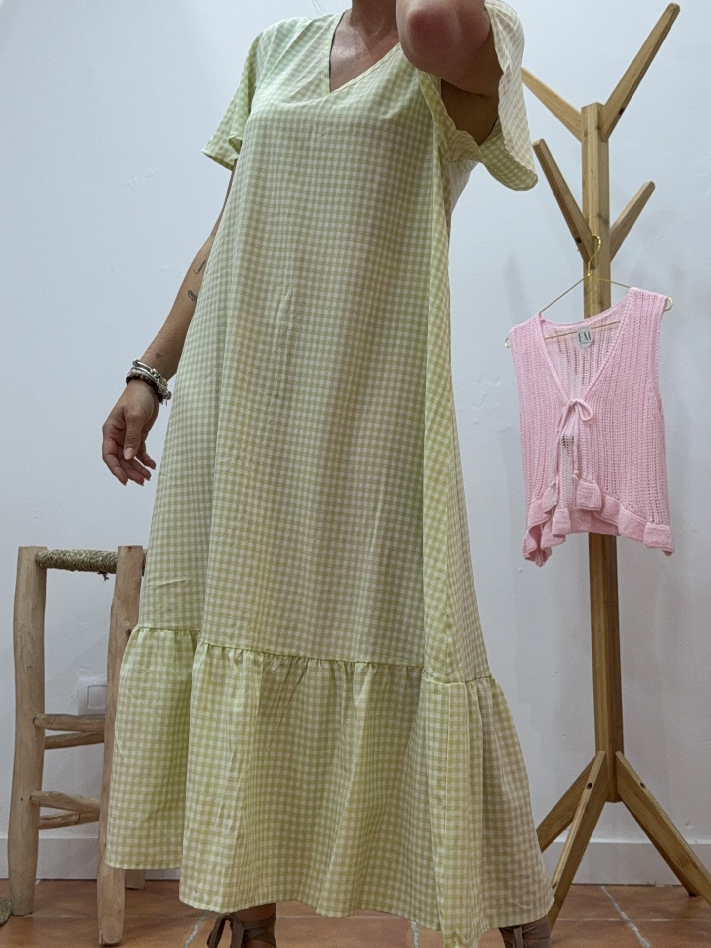 Vestido Vichy Verde Pistacho