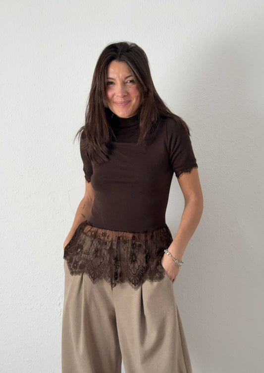 Camiseta Puntilla Chocolate manga corta