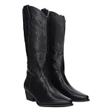 75923 Botin campero con Grabado en la Cana, Tacon cuadrdo bajo, Cierre de Cremallera. Coleccion Otono Invierno 2023 Negro Talla 37