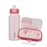 Mepal Juego de fiambrera y botella personalizada, fiambrera infantil con compartimentos, fiambrera y botella de agua con nombre, caja de bento a prueba de fugas, juego con estampado de bailarina de