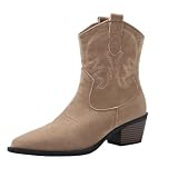 AHUFGN Botas Cowboy Botas de Gladiador for Mujer, hasta la Rodilla, con Bordado a la Moda, Zapatos de tacón Alto Grueso, Botines Largos for Exteriores for Mujer(Style 1,37)