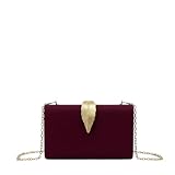 MODELISA - Bolso Clutch Cartera De Mano Hoja Cadena Hombro Fiesta Noche Boda Evento Novia Mujer (Rojo Oscuro)