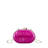 MODELISA - Bolso Clutch De Mano Elegante Ovalada Cadena De Hombro Boda Fiesta Noche Evento Para Mujer (Fucsia)