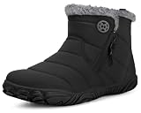 Botas Barefoot Hombre Mujer Botines de Nieve, Negro, 40 EU | Cálidas Forradas, Zero Drop Soles, Minimalista Zapatos, Cómodas, Antideslizante
