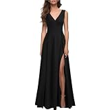 AOWVUTS Vestido de Dama de Honor para Mujer Vestido Largo Cuello en V sin Mangas Elegantes Vestidos de Fiesta con Abertura Vestidos de Noche de Invitada para Boda y Eventos Formales Cóctel