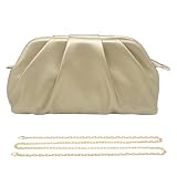 Pahajim Bolsos de Fiesta Clutch Bolso de Mano para Mujer PU Piel con Cadena Desmontable Bolsos Ceremonia Bandolera para Bodas, Cenas, Eventos (Dorado)