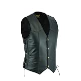Leatherick Chaleco de cuero real para hombre con encaje lateral Estilo motero Moda casual