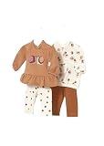 Mayoral Conjunto Bebe Niña – Regalos originales para bebes recien nacidos – Conjunto 4 piezas – Dos camisetas manga larga y 2 leggins bebe niña – Bebe niña de 3 meses a 18 meses (Canela, 9 meses)