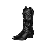 Elara Botas de Vaquero Mujer Estilo Motero Chunkyrayan 301-A32 Black-38