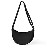 Aucuu Bolso Bandolera Para Mujer, Media Luna Impermeable Bolso Bandolera Nylon, Casual Ligero Bolsa Crossbody Mujer con correa de hombro ajustable, para Viaje, Compras, Escuela, Oficina-Negro