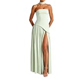 Vestido de Noche asimétrico para Mujer con corsé, Escote Palabra de Honor, Bufanda y Abertura, Color Verde, Largo Medio.