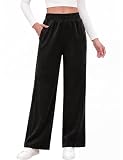 HEEKPEK Pantalon Mujer Pana Suelto Rectos Casual(Negro,XXL) | Pantalon Cintura Alta Elastica,Cómodos Pantalón Anchos Mujer, Flojo Elegantes Pantalones con Bolsillos,Invierno Otoño
