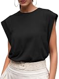 GRECERELLE Camiseta Mujer Verano Descontracturada Sin Mangas Blusa Suelta Casual Cuello Redondo Ropa Casual Camisetas Mujer Tops, Negro , M