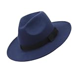 KICHOUSE Sombrero de Caballero Clásico Transpirable y Resistente al Sudor de Lana ala Ancha y Copa Profunda Adecuado para Invierno y Estilo Vintage