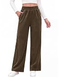 HEEKPEK Pantalon Mujer Pana Suelto Rectos Casual(Marrón,L) | Pantalon Cintura Alta Elastica,Cómodos Pantalón Anchos Mujer, Flojo Elegantes Pantalones con Bolsillos,Invierno Otoño