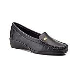 Mocasines para Mujer - Zapato Hecho a Mano en España | Acabado liso, puntera redondeada y adorno metálico dorado para looks elegantes, casuales y de oficina