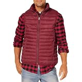 Amazon Essentials Chaleco Acolchado Ligero y Resistente al Agua para Hombre, Color Rojo Oscuro, Talla M
