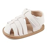 MASOCIO Sandalias Bebe Niña Niño Verano Cerrados Zapato Primeros Pasos Bebé Recién Nacido con Suela Goma Antideslizante Talla 20 12-18 Meses Blanco