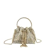 MODELISA - Bolso De Noche Adornado Con Piedras Multicolores Cadena De Hombro Boda Noche Evento Mujer (Beige)
