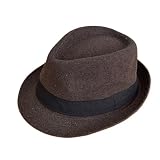 WWPMNQD Fedora Sombreros de Jazz fieltro británico for hombre, sombrero cubo Unisex, lana for otoño e invierno, gorras mágicas for fiesta boda for caballeros para hombre(Brown)