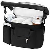 HOTUT Bolso Carro Bebé Universal, Bolsa Organizadora de Cochecitos para Mamá, Universal Impermeable Multifuncional de Gran Capacidad, 2 Bolsillos de Malla y Correas de Hombro Ajustables