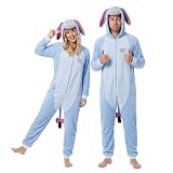 Get Trend Disney Winnie the Pooh Halloween Disfraz Mujer y Hombre S-2XL | Igor Onesie Disfraz Adulto de Forro Polar con Capucha, Suave y Cálido para Halloween, Carnaval y Cosplay (S, Azul Eeyore)