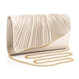 Ruispeed Elegante Clutch de Satén Dorado para Mujer, Cartera de Noche para Bodas y Fiestas