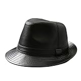 nster Sombreros de invierno, cuero jazz gorra de piel de oveja de piel de oveja sombrero corto corto retro vintage casual fiesta jugador de bolos