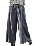 Bigassets Mujer Cintura elástica Pantalones de Pana de algodón Pantalones Anchos Style 2 Grey