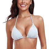 RELLECIGA Ropa de Baño para Mujer Top de Bikini Clásico Triángulo Sparkle Silver L