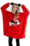 Disney Sudadera Oversize Mujer de Forro Polar Mickey Minnie (Rojo)