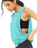 Hanyomo Mujer Ejercicio Aptitud física Camisetas sin mangas recortado Sin mangas Gimnasia Yoga Corriendo Atlético Camisas Azul S