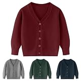 Kunyeah Cárdigan de Punto para Niños, Suéter de Algodón Soild con Cuello en V, Manga Larga, Ropa de Abrigo 3-7 Años