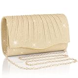 Adiwo Bolso de Mano para Mujer, Bolsos Clutch Fiesta de Noche Brillante con Cadena Desmontable para Boda, Evento, Citas y Cóctel, Vacaciones