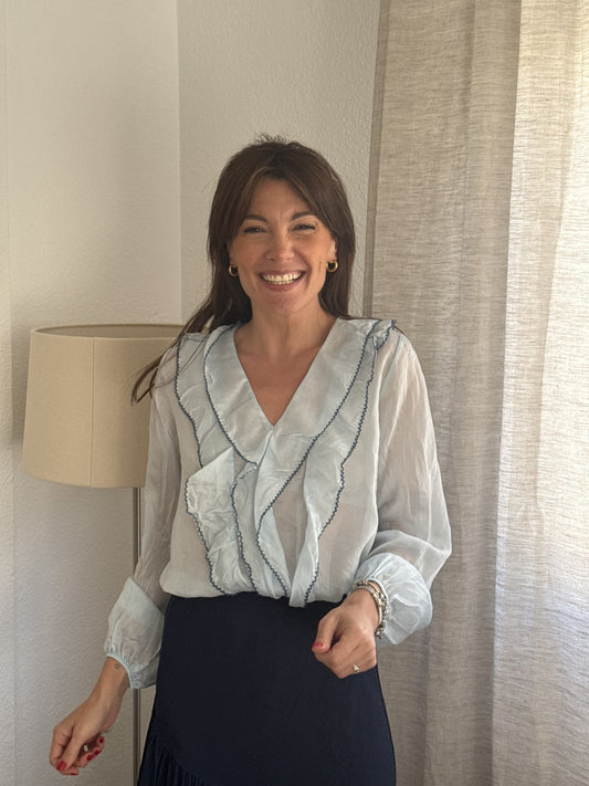 Camisa Celeste Ribete