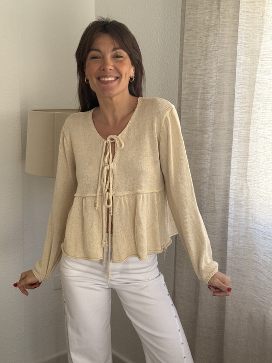 Chaqueta lazada multiposición Beige