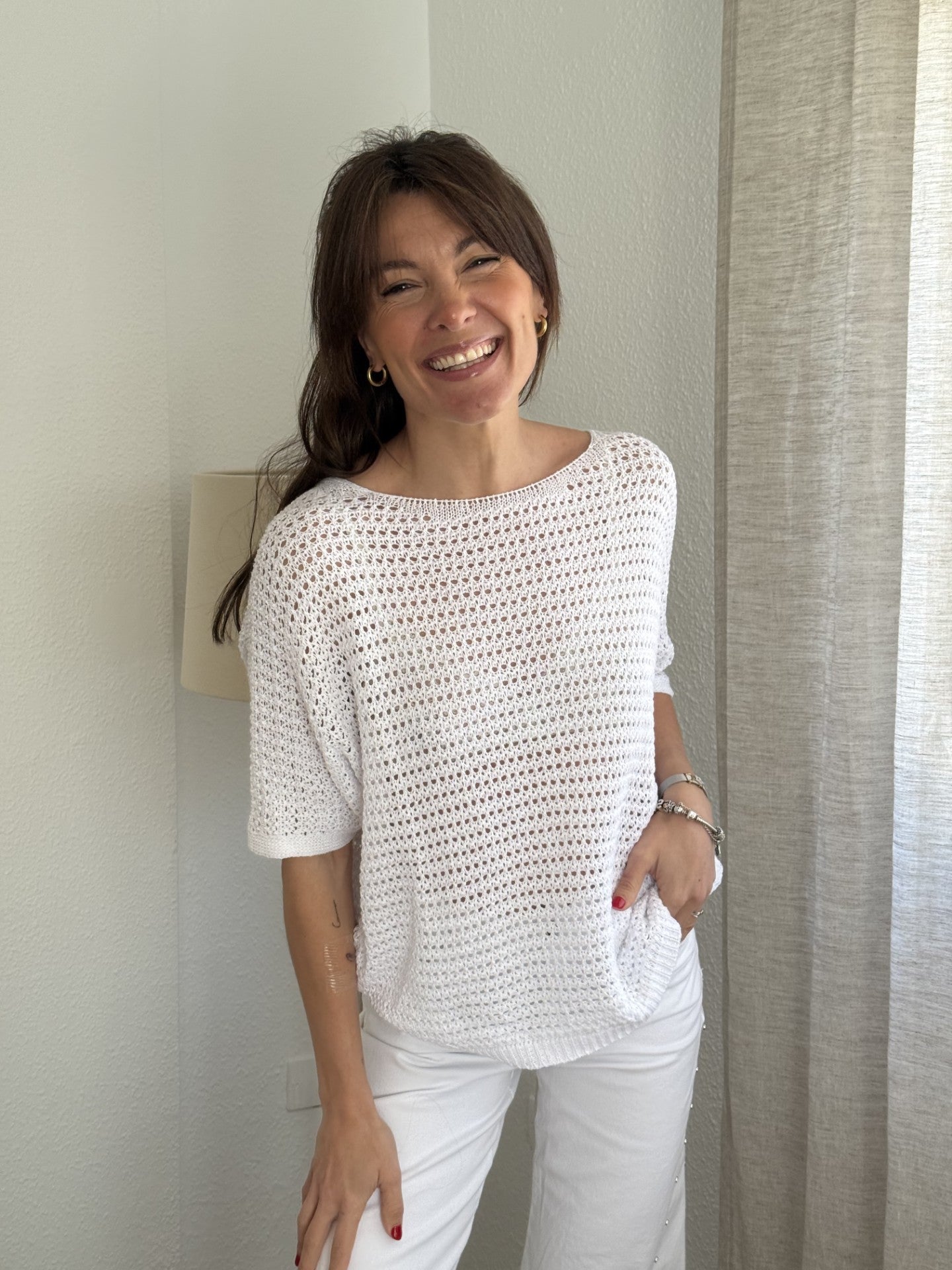 Jersey punto con lazada blanco