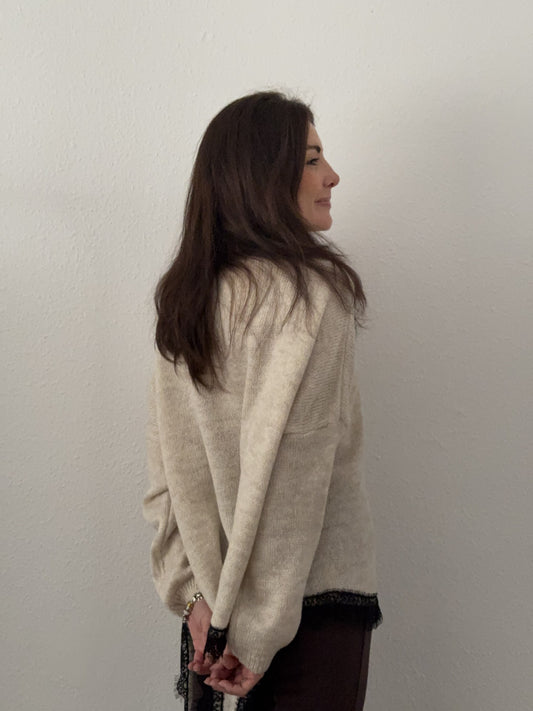 Jersey Escote a pico Beige