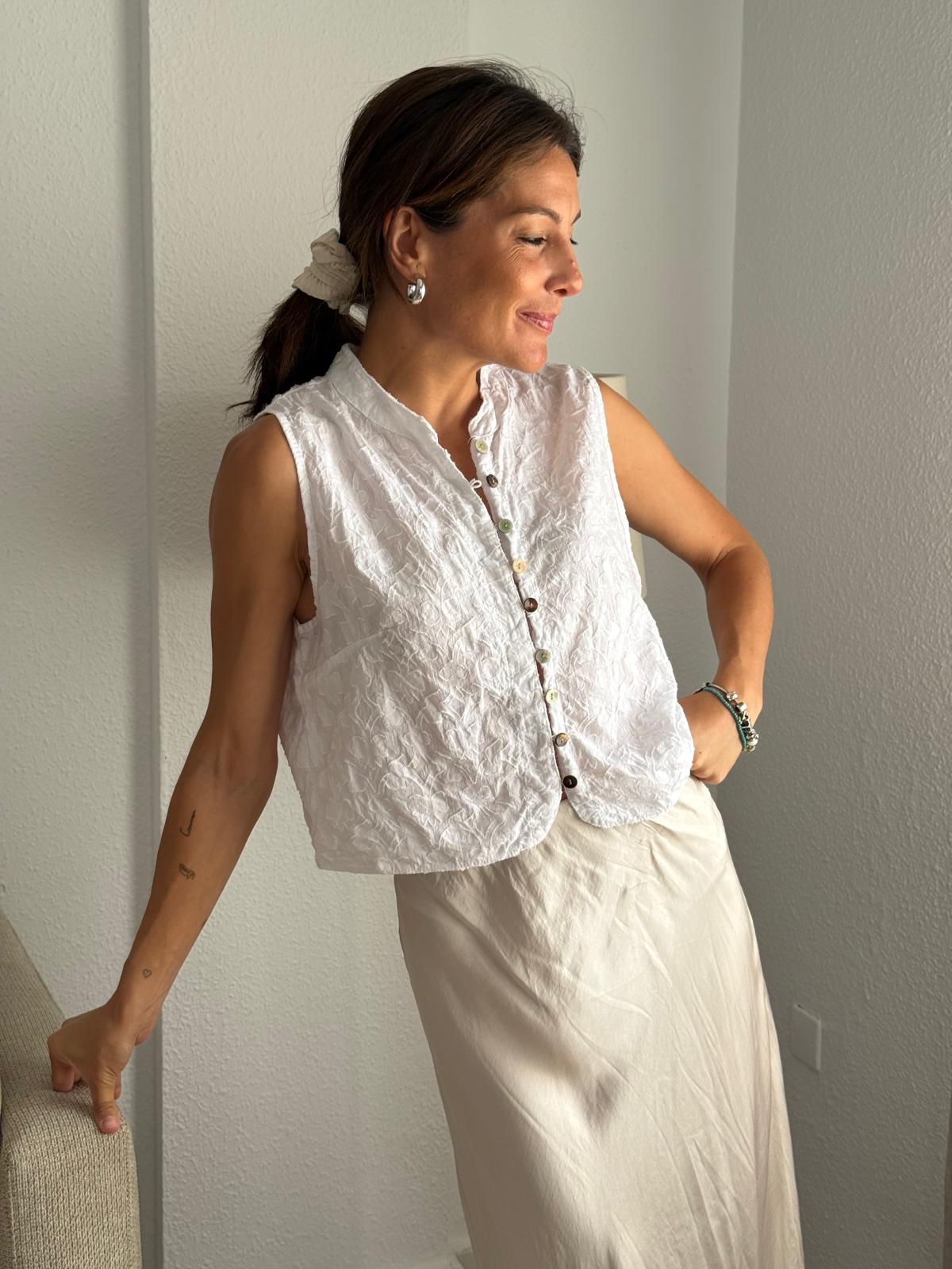 Top Jacquard Blanco