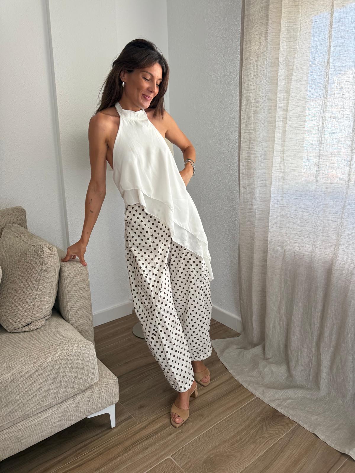 Camisa cuello halter Volante Blanca